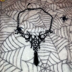NEW BLACK KILLSTAR PENTAGRAM BRANCH CELESTIAL PENDULUM NECKLACE